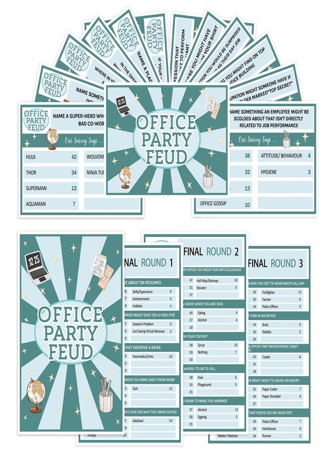 Xenseou Office Party Feud Game, Office Activity Games, Office Trivia Game Set, Games For Team Building, Office Party Game and Activity Supplies-OF01 - Image 1